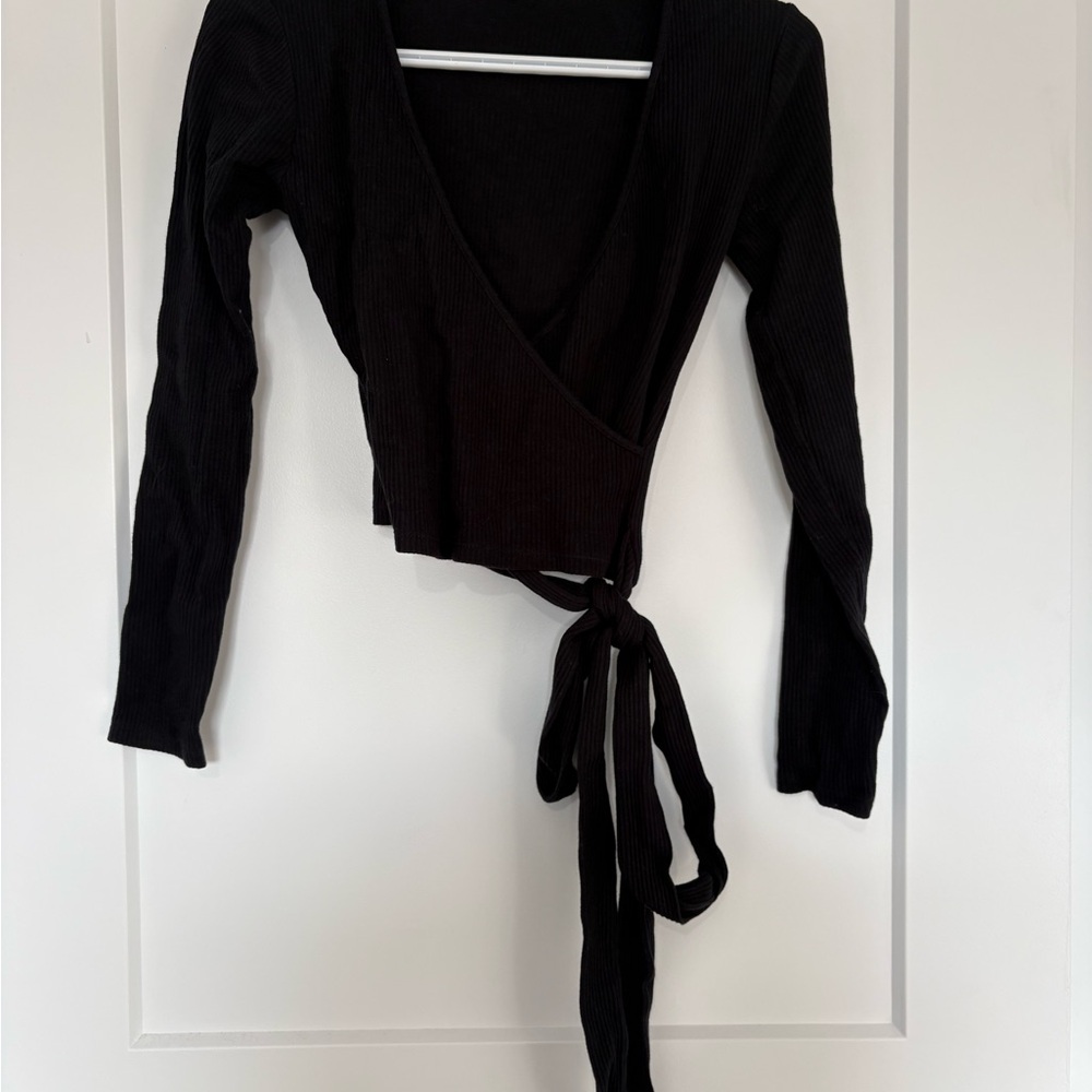 Zara Black Wrap Top